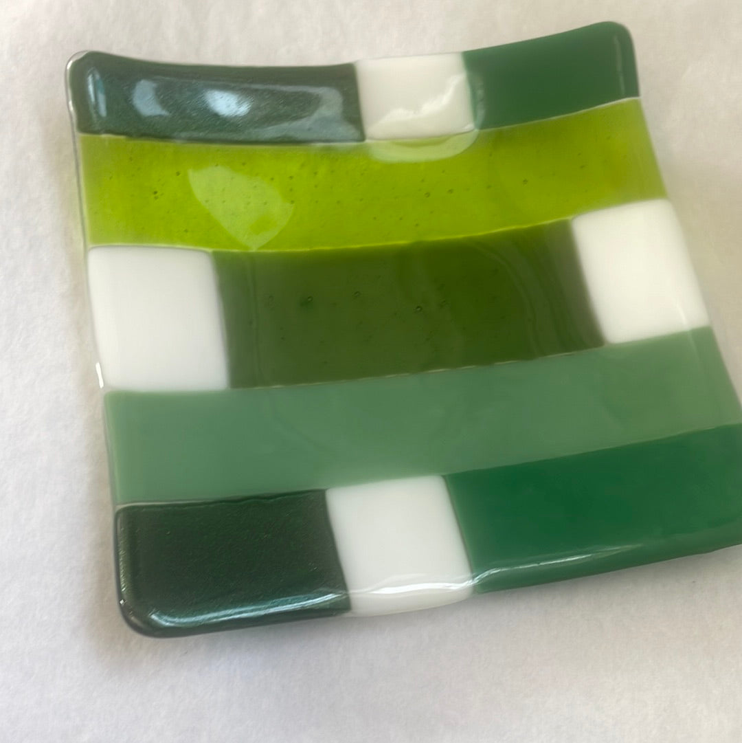 Green and White Abstract Plate