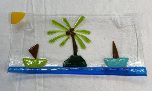 Palm Tree and Boat Platter